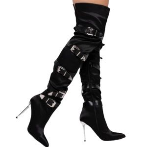🎊Host Pick 🎉 Black Vegan Leather Slouchy Knee High Tall Slouchy Boots